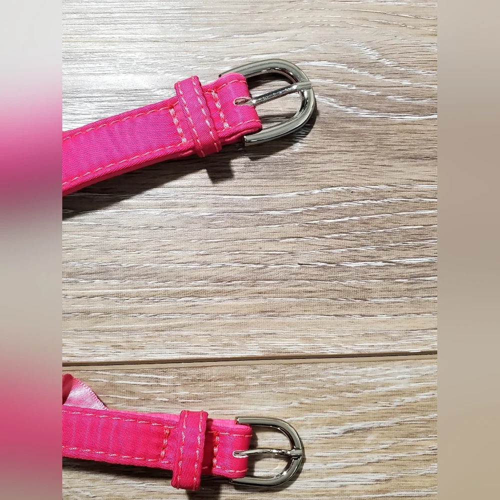 Hot Pink Ruffled Rhinestone Dog Harness With Silver Buckles Size XS